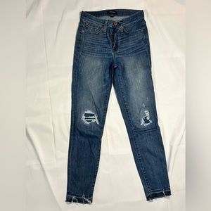 J.Crew 9” high rise distressed denim with stretch